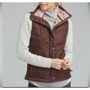 prAna Diva Vest XS Quilted Sherpa Lined PrimaLoft Burgundy Hiking Outdoor